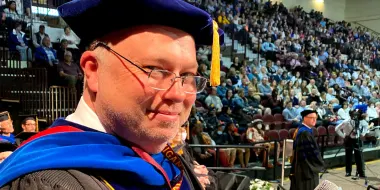 Dr David Weindorf, Vice President for Research and Innovation at Central Michigan University, at a graduation ceremony.