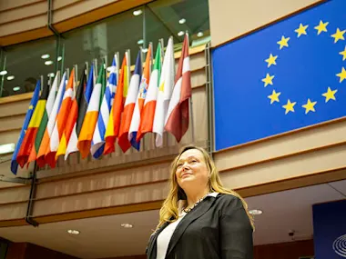 Elizabeth Pollitzer, PhD, at the European Parliament for the Gender Summit 9: Europe. Dr Pollitzer is founder of the Gender Summit (Photo by Alison Bert)