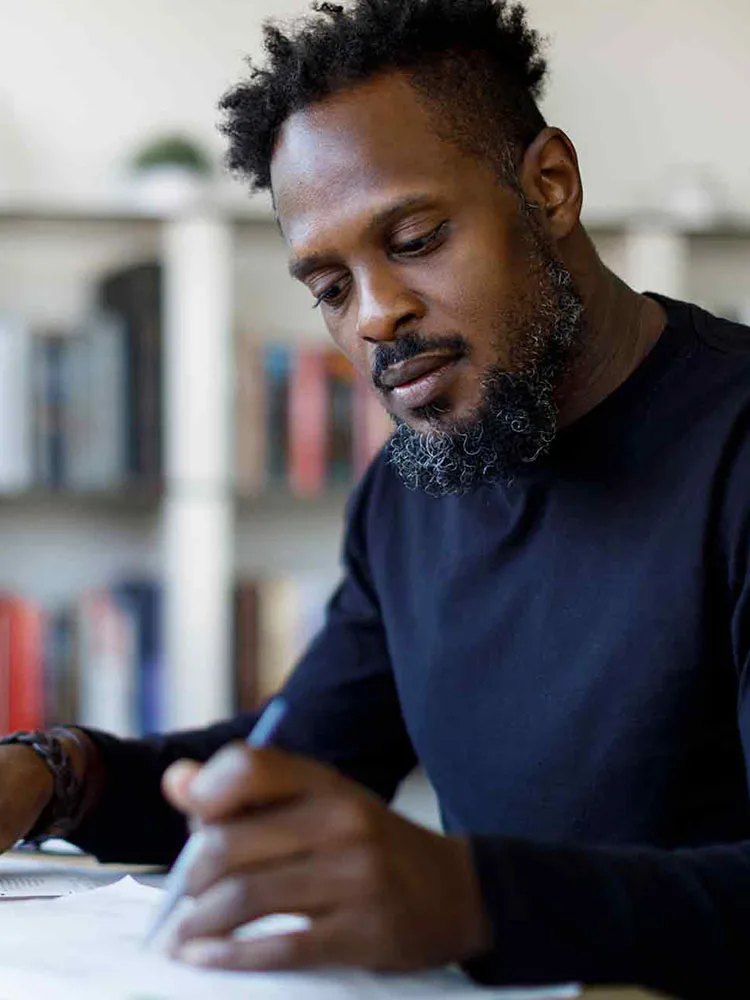 Researcher working at home