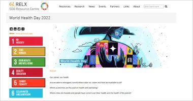 RELX SDG Resource Centre and World Health Day 2022 poster