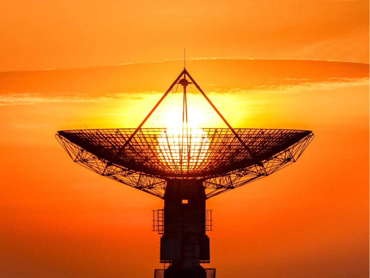 Satellite dish pointing upward